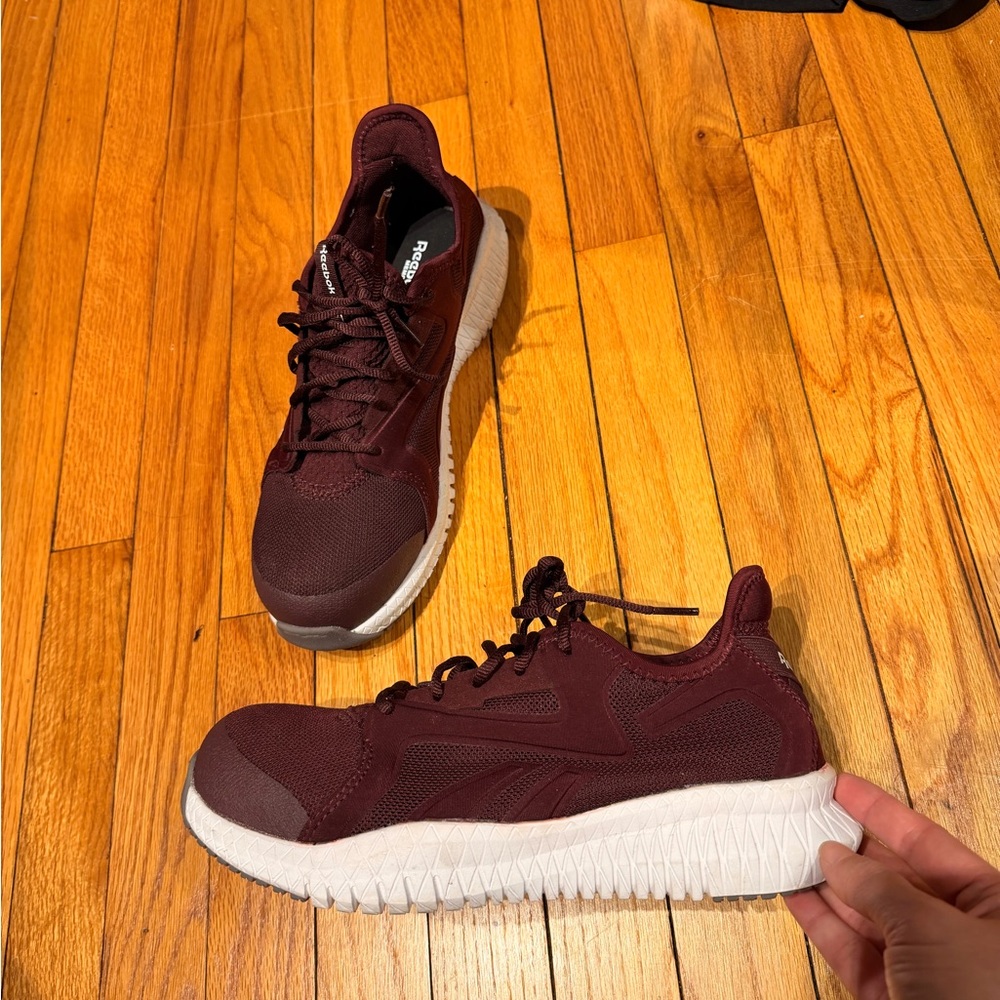 Reebok Steel toe Memory Tech Flexagon 3.0 Work composite shoes burgundy maroon